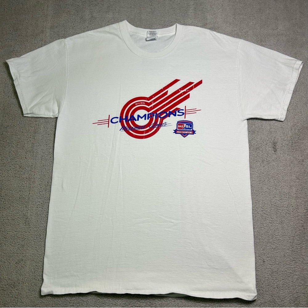 Missouri Comets 2014 MISL Champions Graphic T Shirt Men’s Large White Gildan Tag